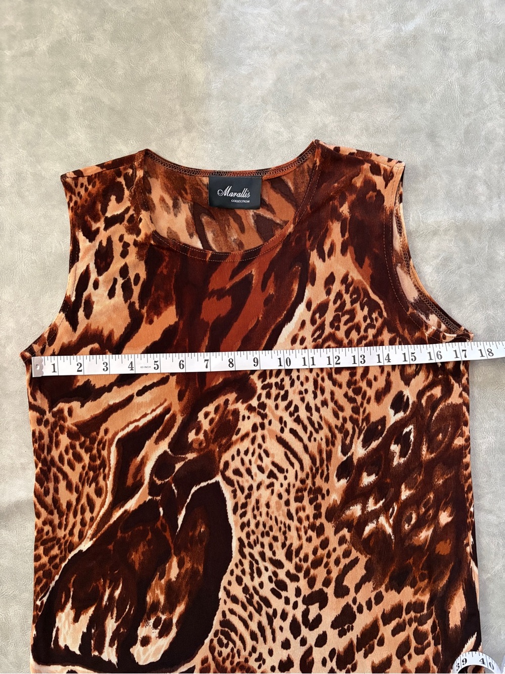 Vintage Brown Tan Leopard Print Camisole Stretch Tank Top | 90s Y2K - Picture 6 of 7
